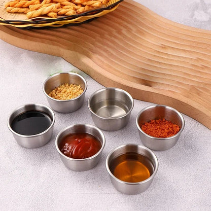 304 Stainless Steel Sauce Dipping Bowls 6/12 Pcs Round Mini Cups