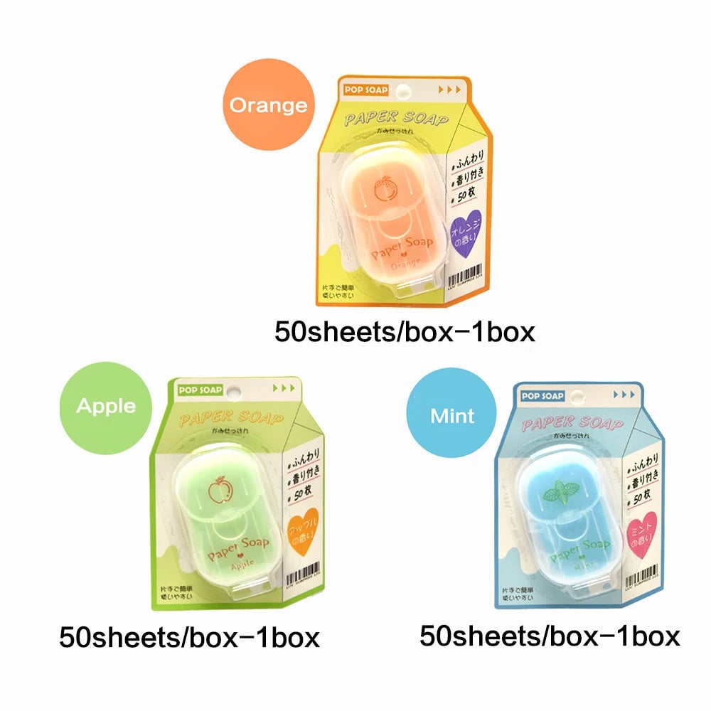 Portable Hand Soap Sheets 50ct Travel Dissolving Cleanser Wipes