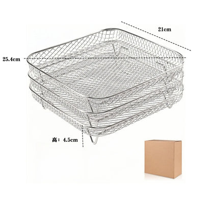 304 Stainless Steel 3-Tier Stackable Air Fryer Rack Basket