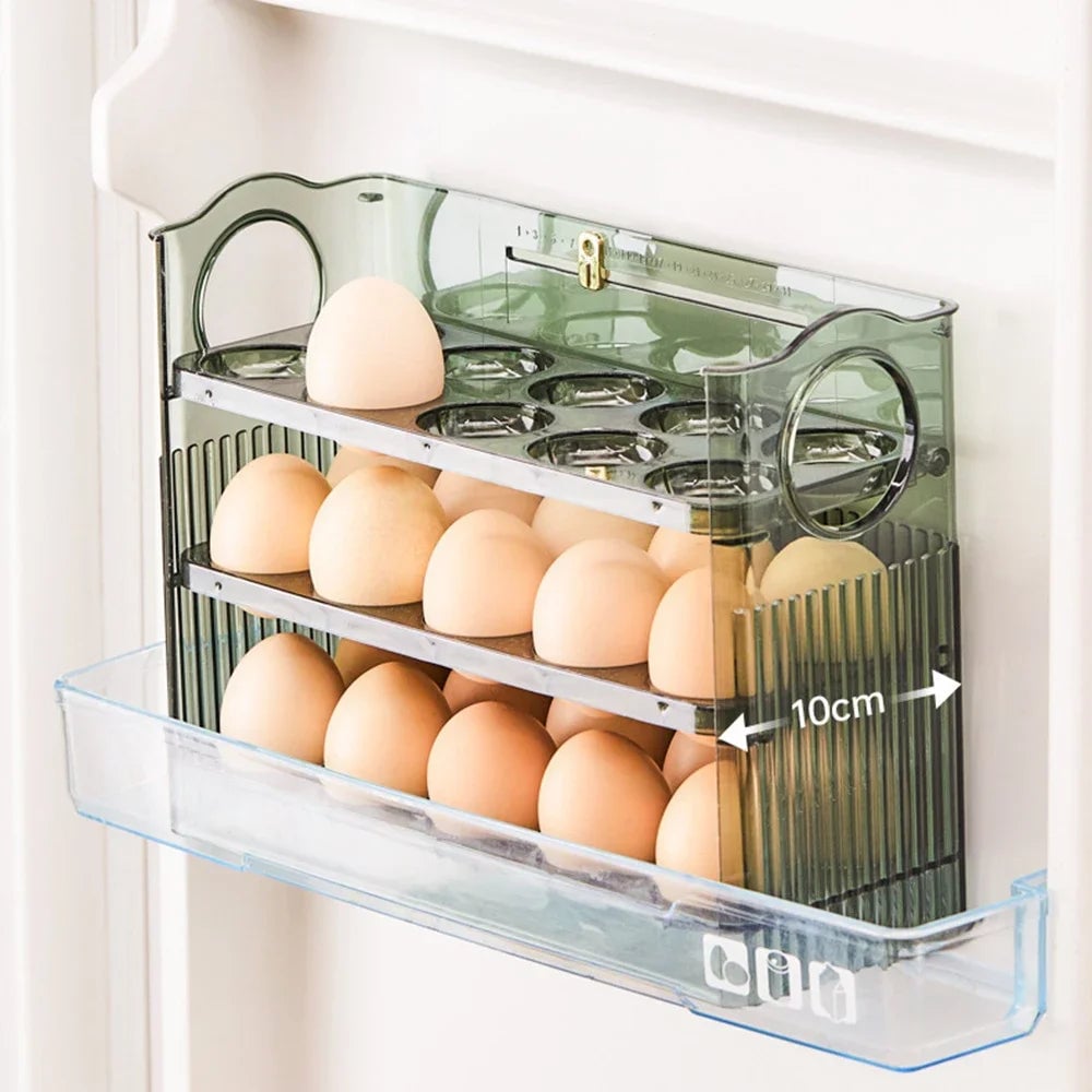 3-Tier Kitchen Egg Storage Container - Large Capacity Refrigerator