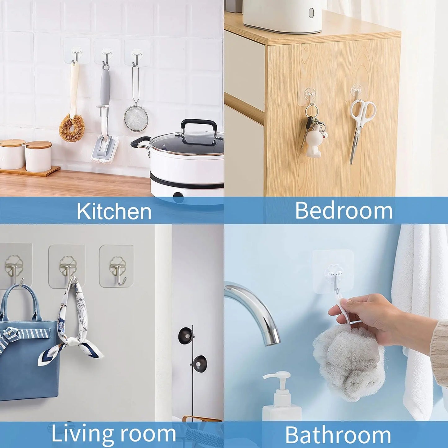 Waterproof Self Adhesive Hooks - Oilproof Kitchen Bathroom Shower