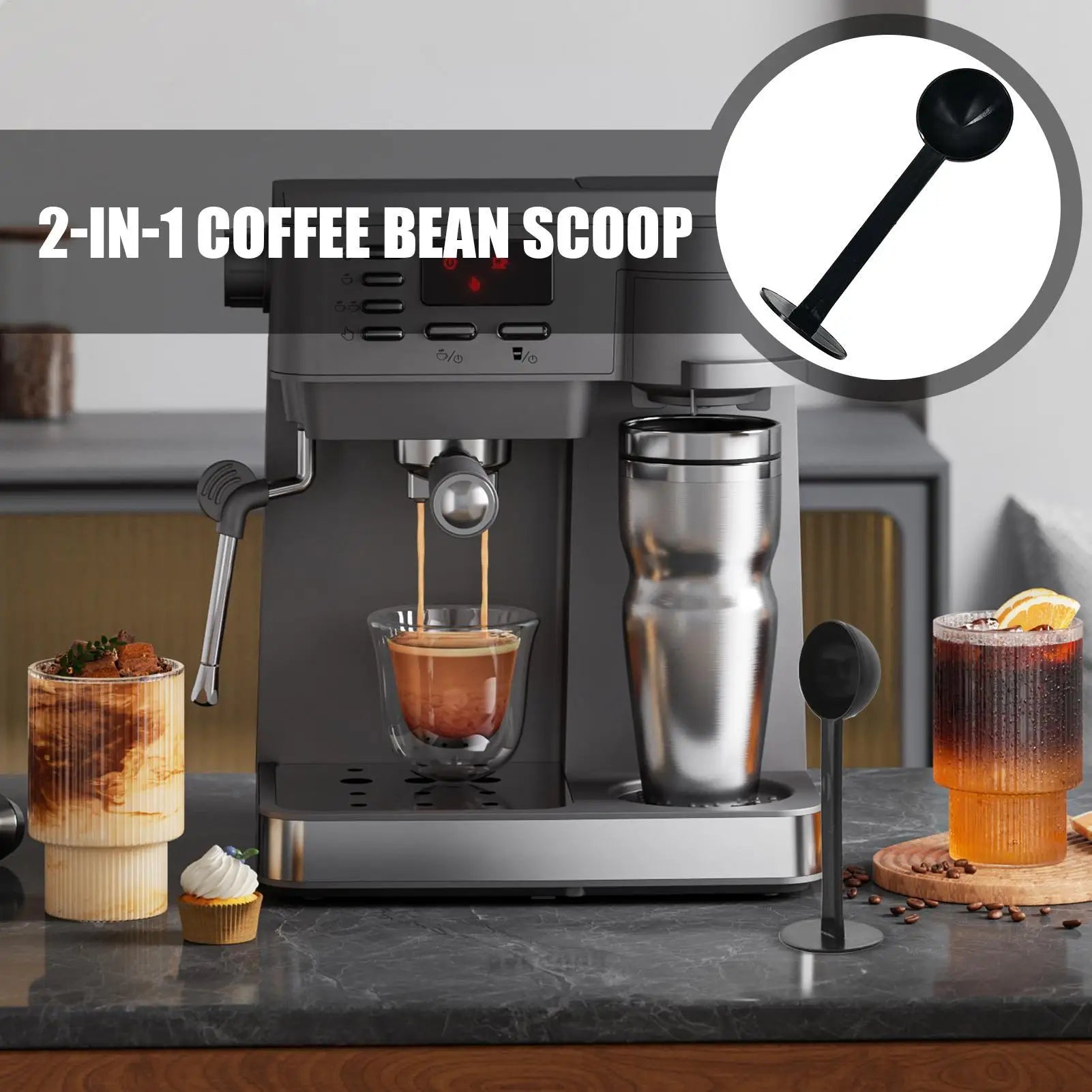Dual-Function Coffee Measuring Scoop & Tamper - Espresso Tool