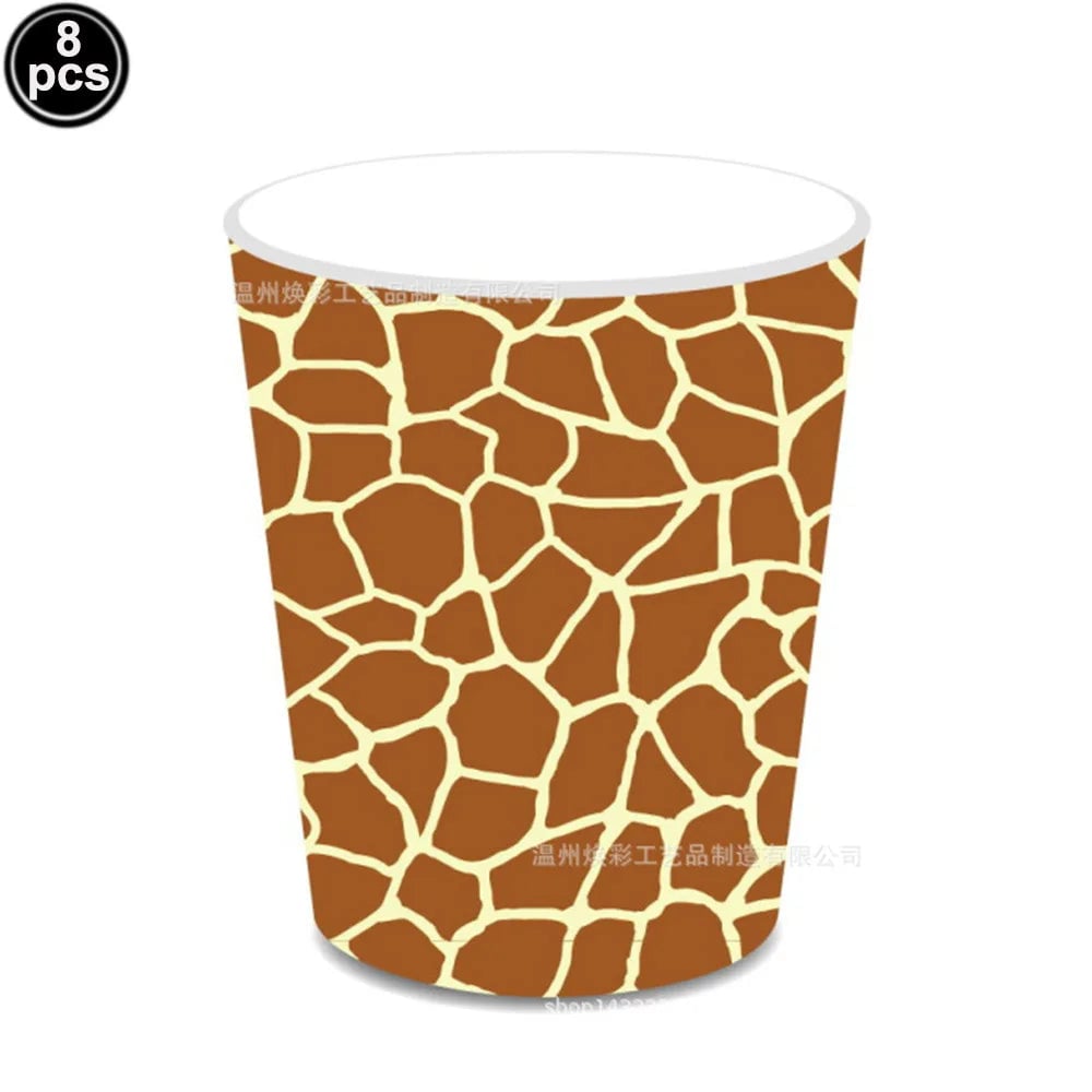 Jungle Animal Print Disposable Paper Plates Safari Party 8-Pack