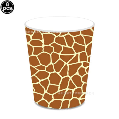Jungle Animal Print Disposable Paper Plates Safari Party 8-Pack