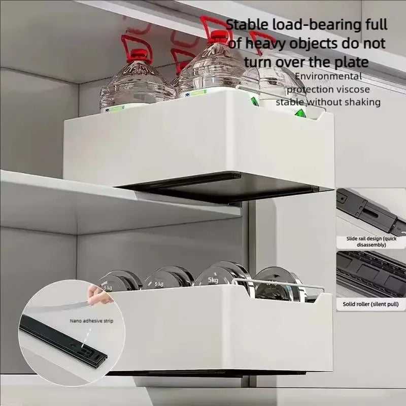 Pull Out Kitchen Storage Drawer with Slide Rails - Spice Organizer