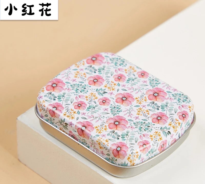 Portable Mini Metal Hinged Tin Box - Small Rectangular Storage Container