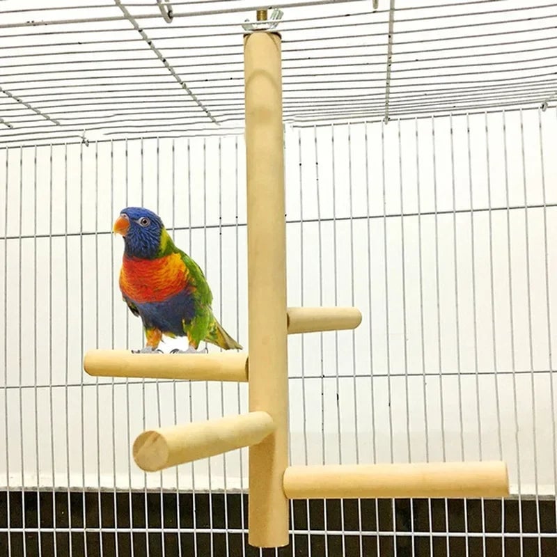 Wood Rotating Parrot Ladder Swing - Bird Exercise Toy Cage Accessory