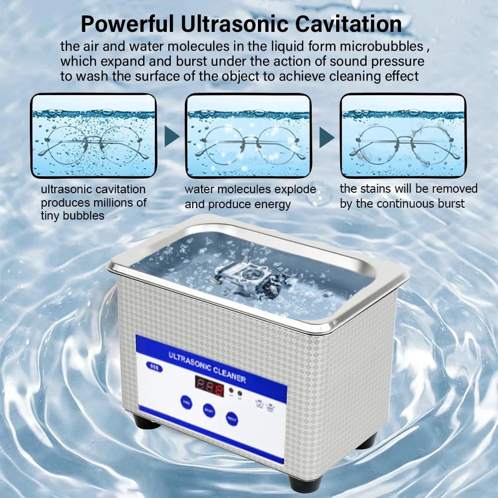 40kHz Ultrasonic Cleaner for Jewelry & Glasses - Professional Grade