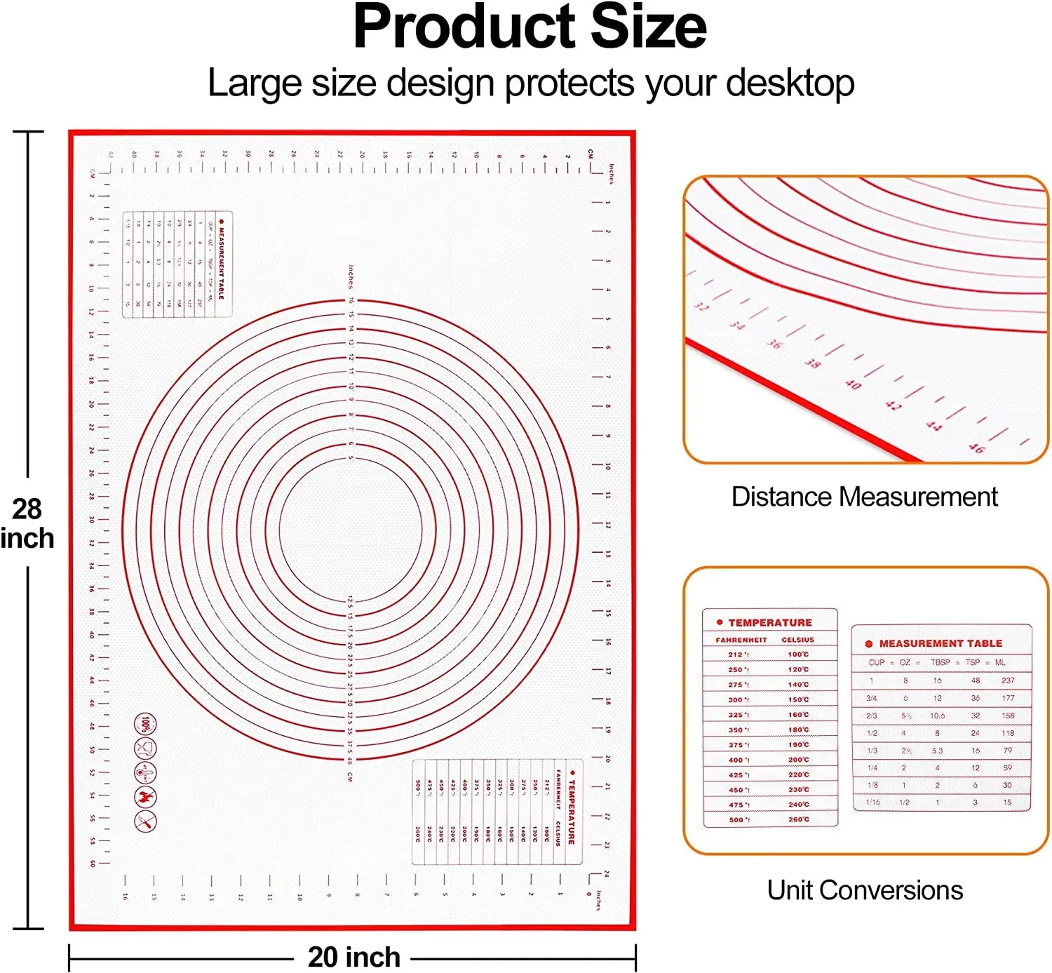 Silicone Non-Stick Baking Mat - Pizza Dough Kneading Pad Kitchen