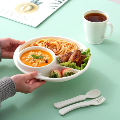 4-Grid Divided Dinner Plate Japanese-Style Plastic Compartment Tray
