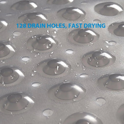 Non-Slip Bathtub Mat 27.6x15in Suction Cups Drain Holes Shower