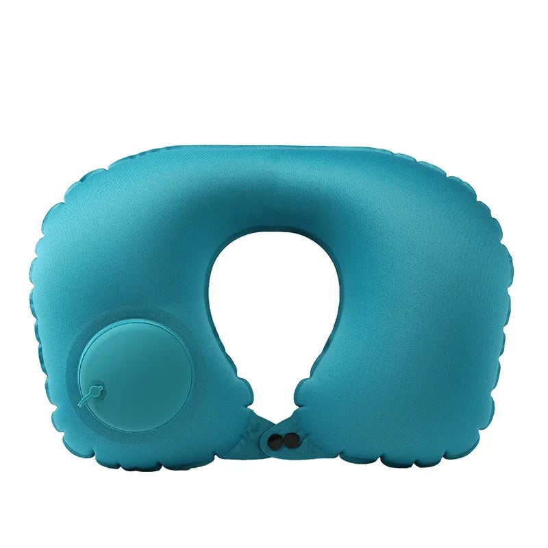 Push-Inflatable U-Shaped Neck Pillow 360° Rotation Travel Support