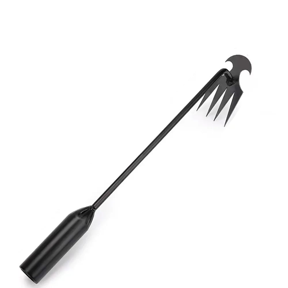 4-Tooth Hand Weeder Tool - Steel Prong Garden Cultivator