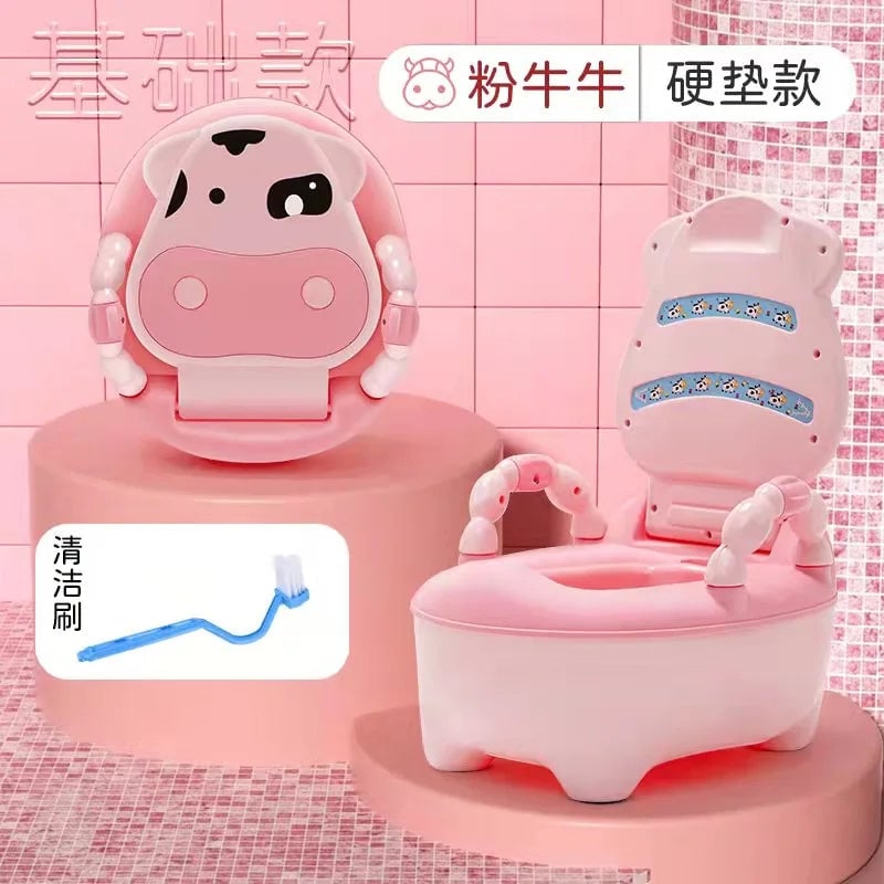 Kids Portable Potty Training Seat - Cartoon Cow Design Toddler Toilet