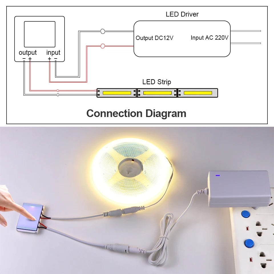12V LED Vanity Mirror Light Strip Dimmable Touch Sensor Bathroom