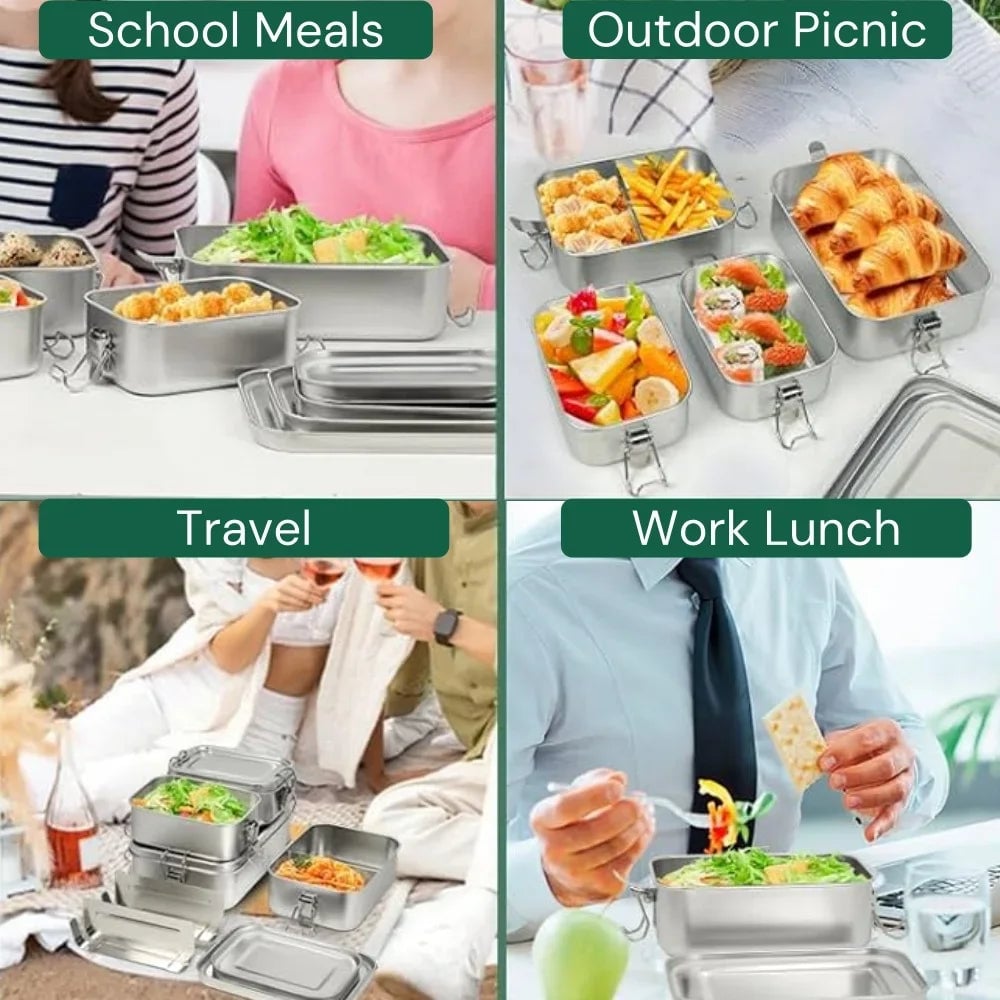 304 Stainless Steel Bento Lunch Box - Airtight BPA-Free Adult