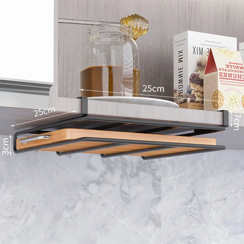 Under Cabinet Storage Basket Rack - Kitchen Cutting Board Organizer
