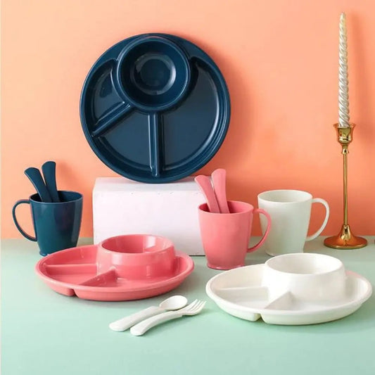 4-Grid Divided Dinner Plate Japanese-Style Plastic Compartment Tray