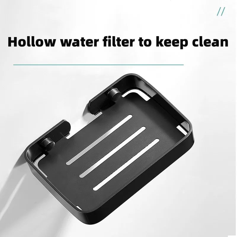 Black Aluminum Wall Mounted Soap Dish Holder Square Basket Storage