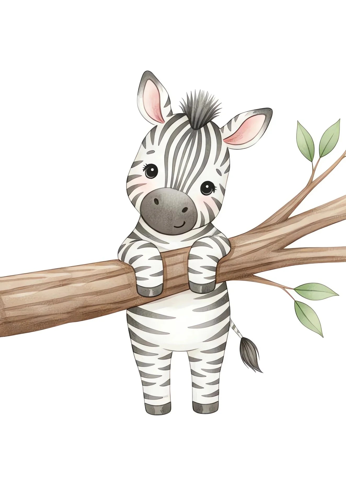 Safari Animal Canvas Wall Art - Sloth Elephant Zebra Tree Nursery Print