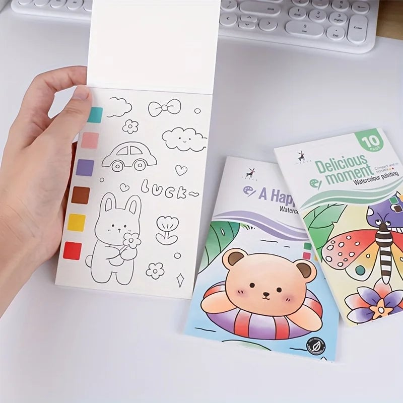 Watercolor Painting Book Set with Water Brush Pen - Self-Contained