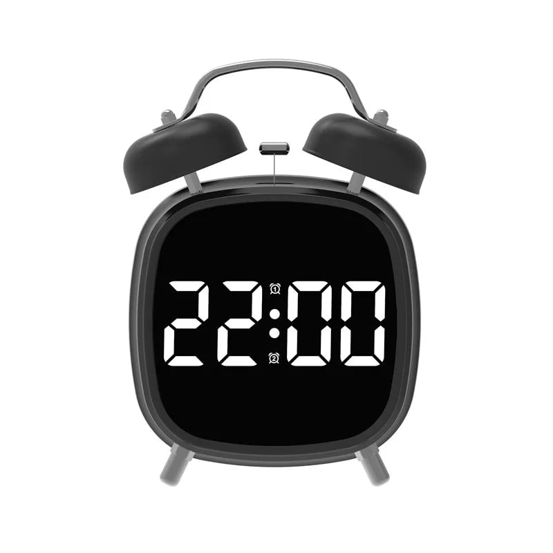 Voice Control Digital Alarm Clock Super Loud Double Bell Heavy Sleeper