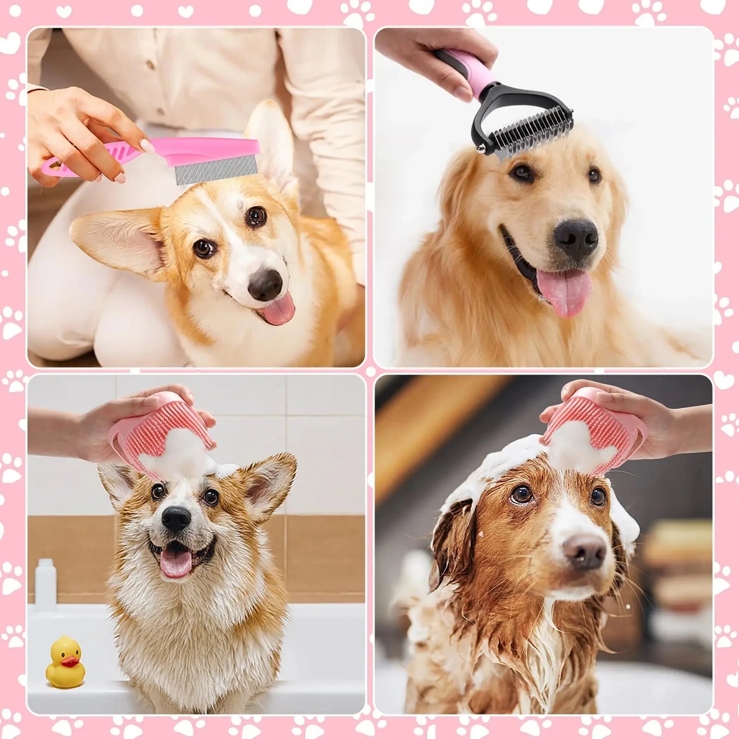 8-Piece Dog Grooming Set: Self-Cleaning Brushes, Nail Clippers & Files