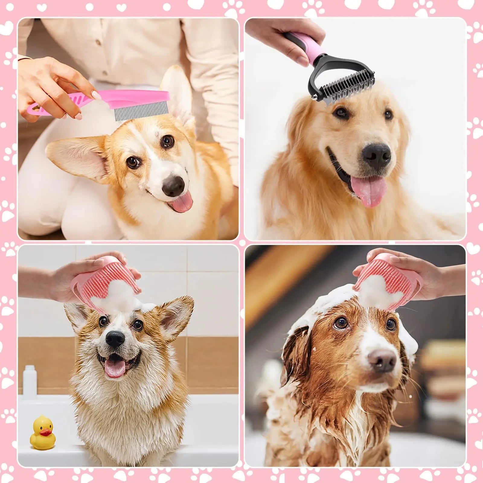 8-Piece Dog Grooming Set: Self-Cleaning Brushes, Nail Clippers & Files