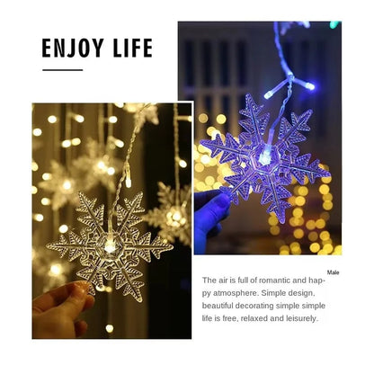 3M LED Snowflake Curtain String Lights Waterproof Outdoor Christmas