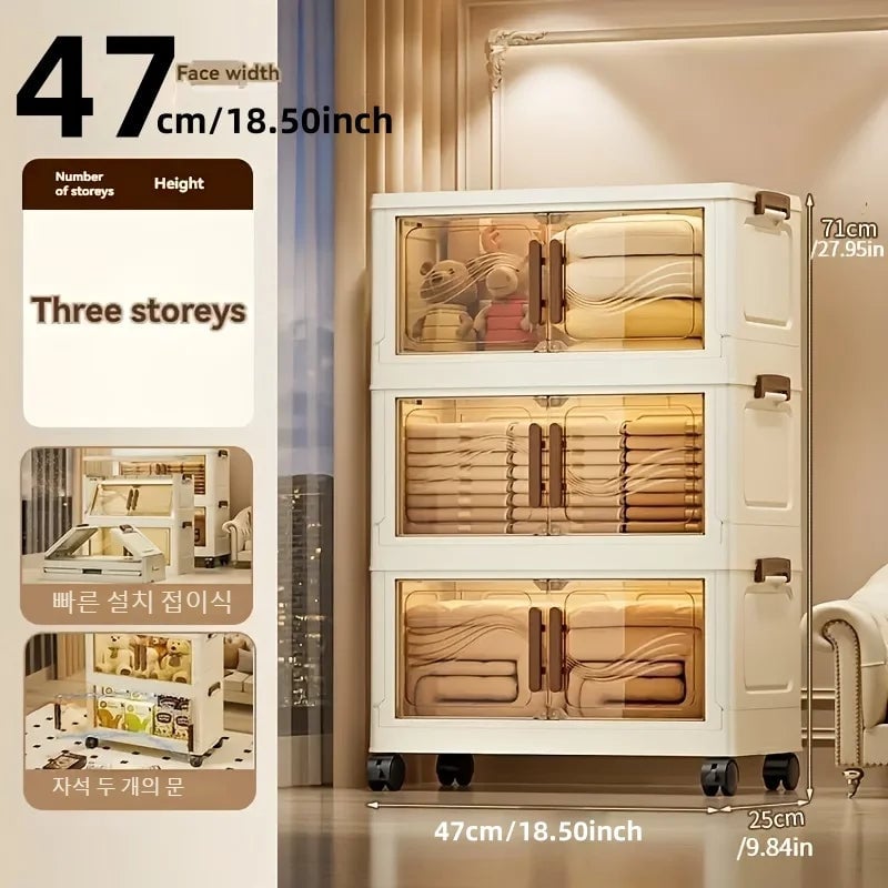 Foldable Storage Box Clear Door - Durable Organizer Clothes Books