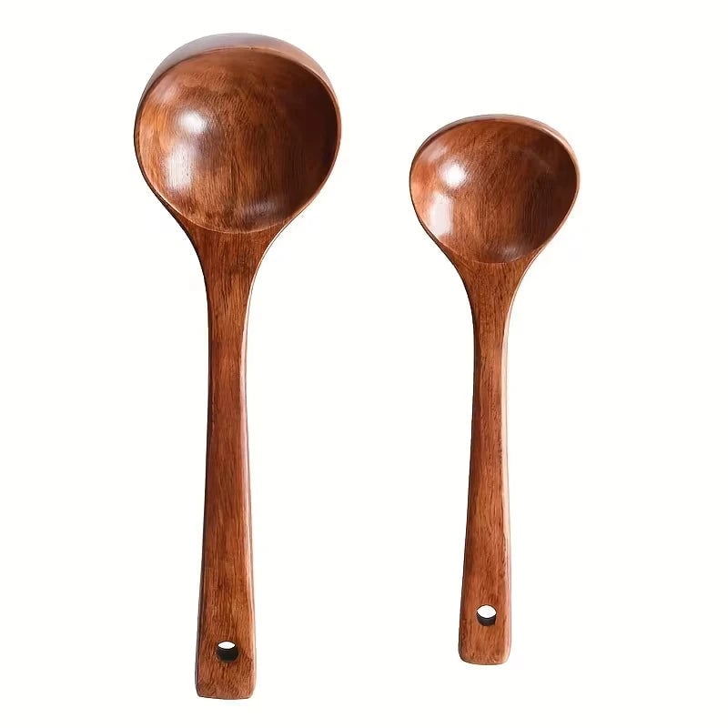 Non-Stick Wooden Cooking Spoon - Anti-Scalding Soup Ladle Kitchen