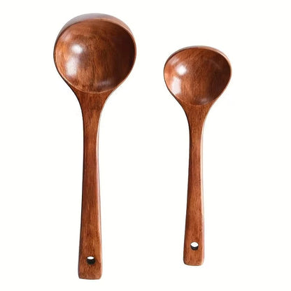 Non-Stick Wooden Cooking Spoon - Anti-Scalding Soup Ladle Kitchen