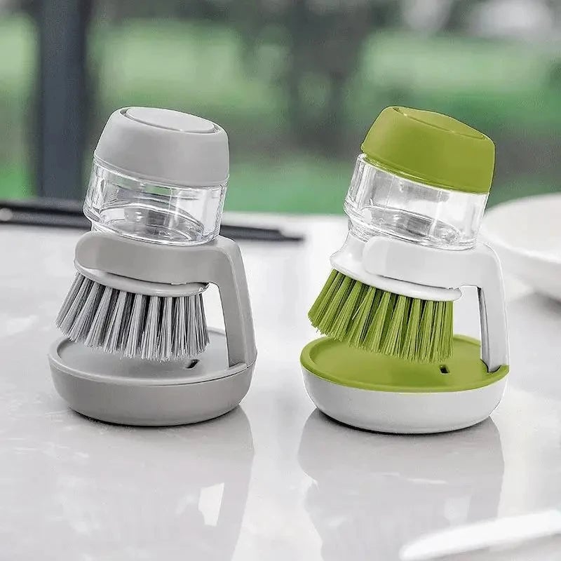 Soap Dispensing Dish Brush Multi-Use Kitchen Scrub Brush with Tray