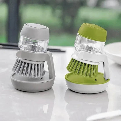 Soap Dispensing Dish Brush Multi-Use Kitchen Scrub Brush with Tray