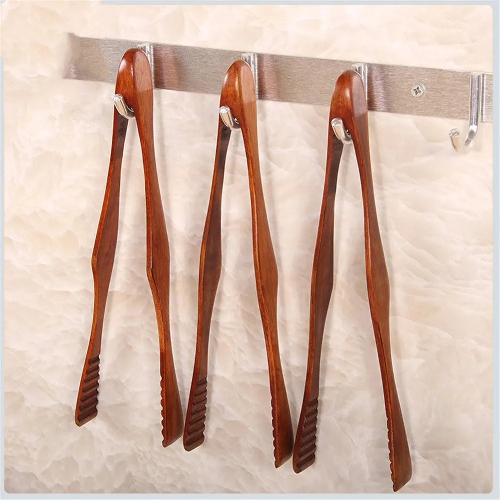 Bamboo Kitchen Tongs - Natural Wood BBQ Food Serving Utensil Tool