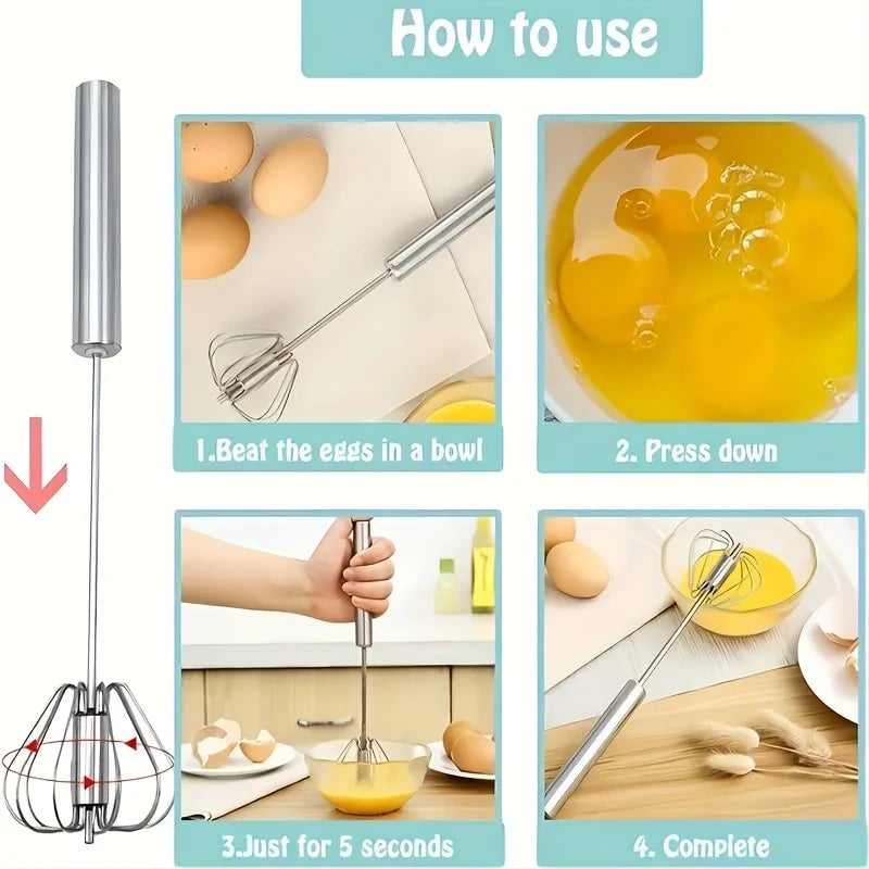 Stainless Steel Semi-Automatic Hand Press Rotary Mixer Kitchen Tool