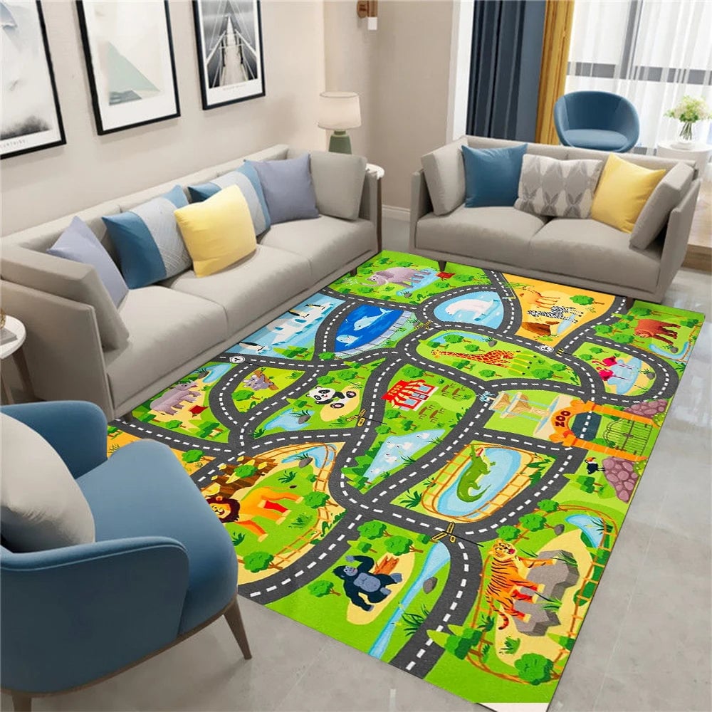 Dinosaur Track Carpet Floor Mat - Kids Educational Play Mat
