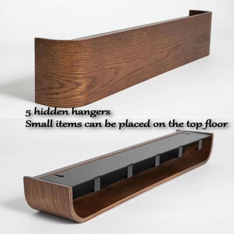 5-Hook Wood Wall Mount Coat Rack Door Organizer Bedroom Hallway