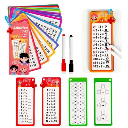 Digital Math Flash Cards 15-Card Set with 2 Erasable Pens Learning Kit