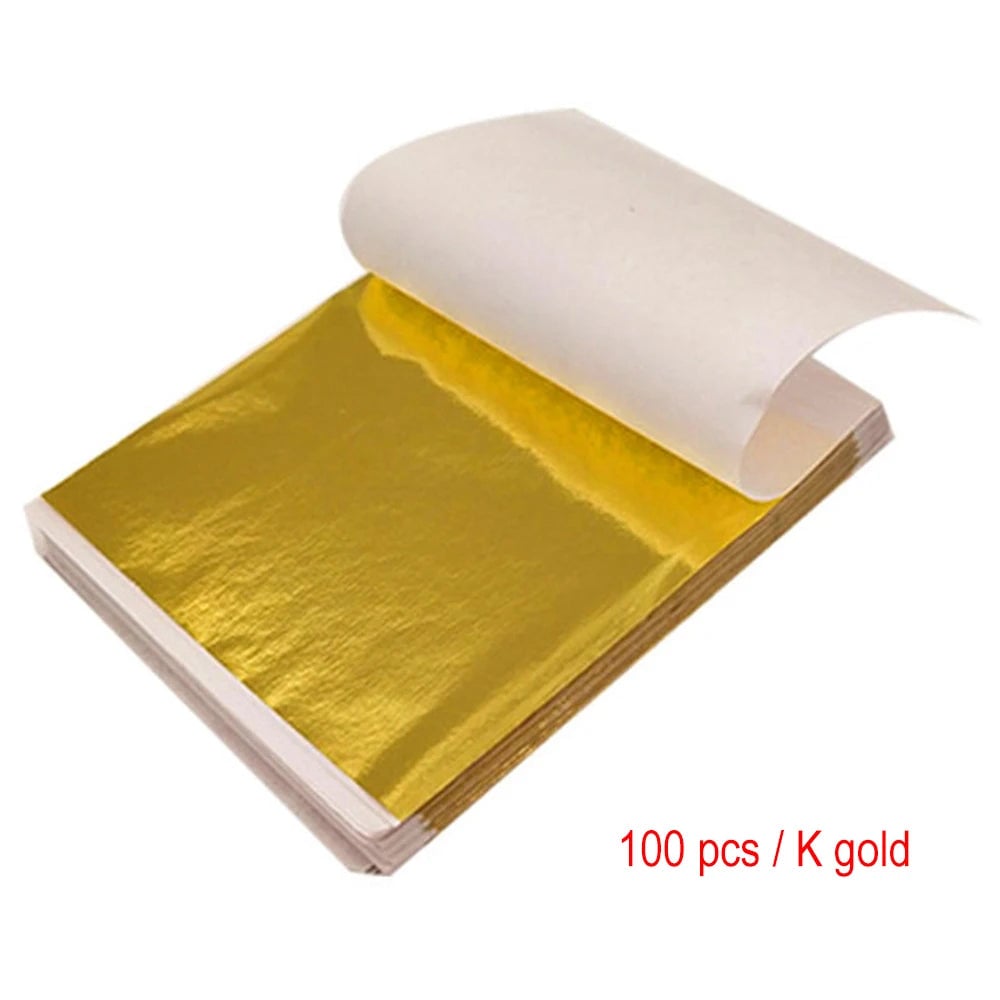 Gold Silver Foil Leaf Paper 100 Sheets Gilding Art Craft