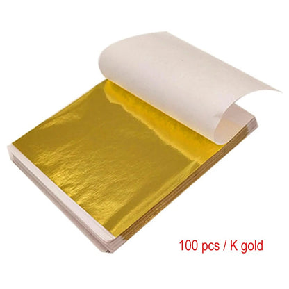 Gold Silver Foil Leaf Paper 100 Sheets Gilding Art Craft