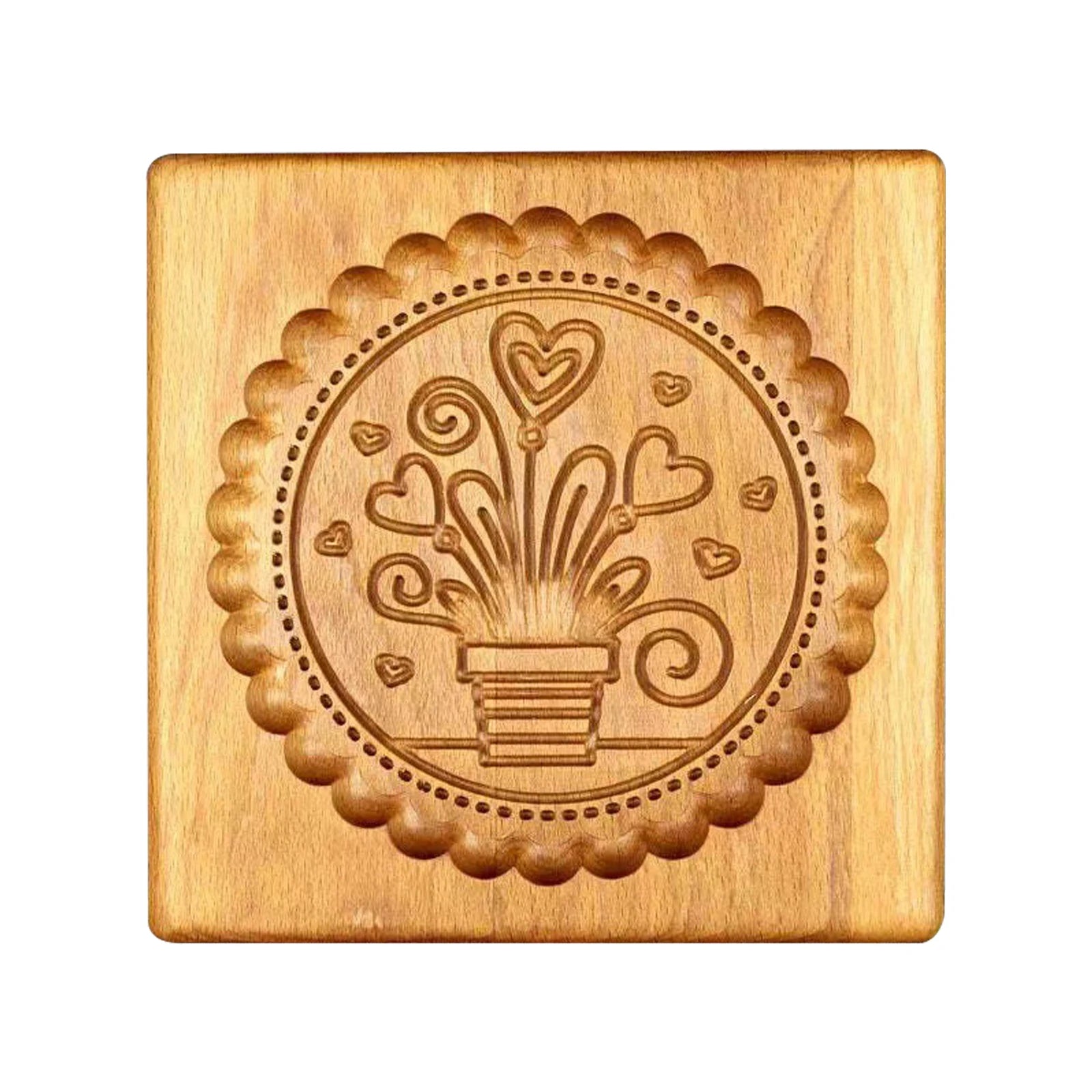 Wooden Cookie Cutter Baking Mold Press Stamps Gingerbread DIY Tool