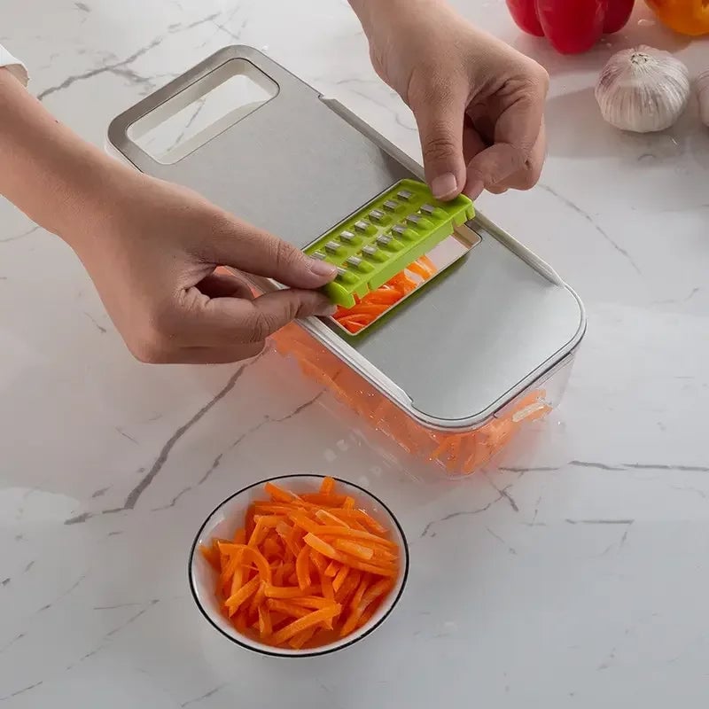 Multifunctional Vegetable Chopper Slicer Set with Basket Grid Cutter