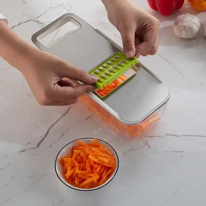 Multifunctional Vegetable Chopper Slicer Set with Basket Grid Cutter