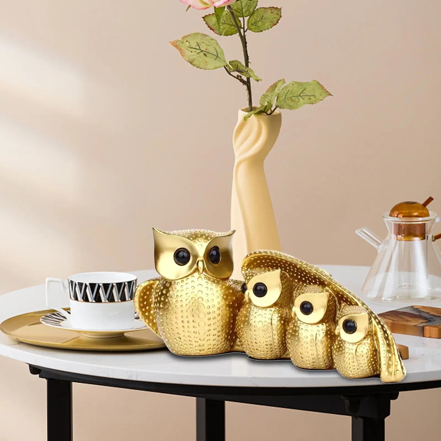 Family of Four Owl Decorative Figurines Set - Home Decor Sculptures
