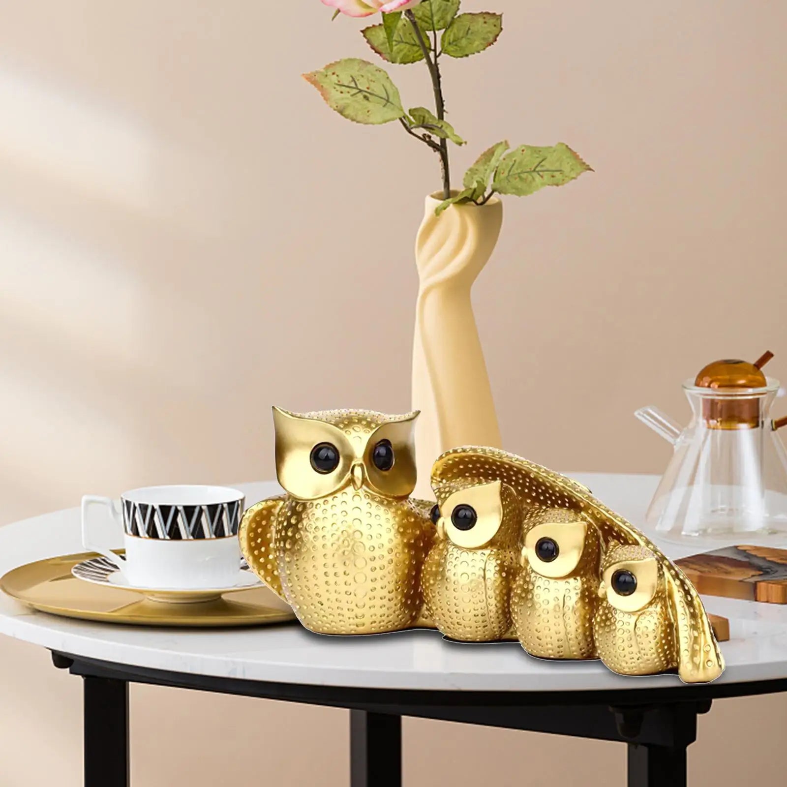 Family of Four Owl Decorative Figurines Set - Home Decor Sculptures