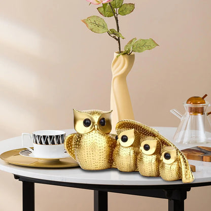 Family of Four Owl Decorative Figurines Set - Home Decor Sculptures