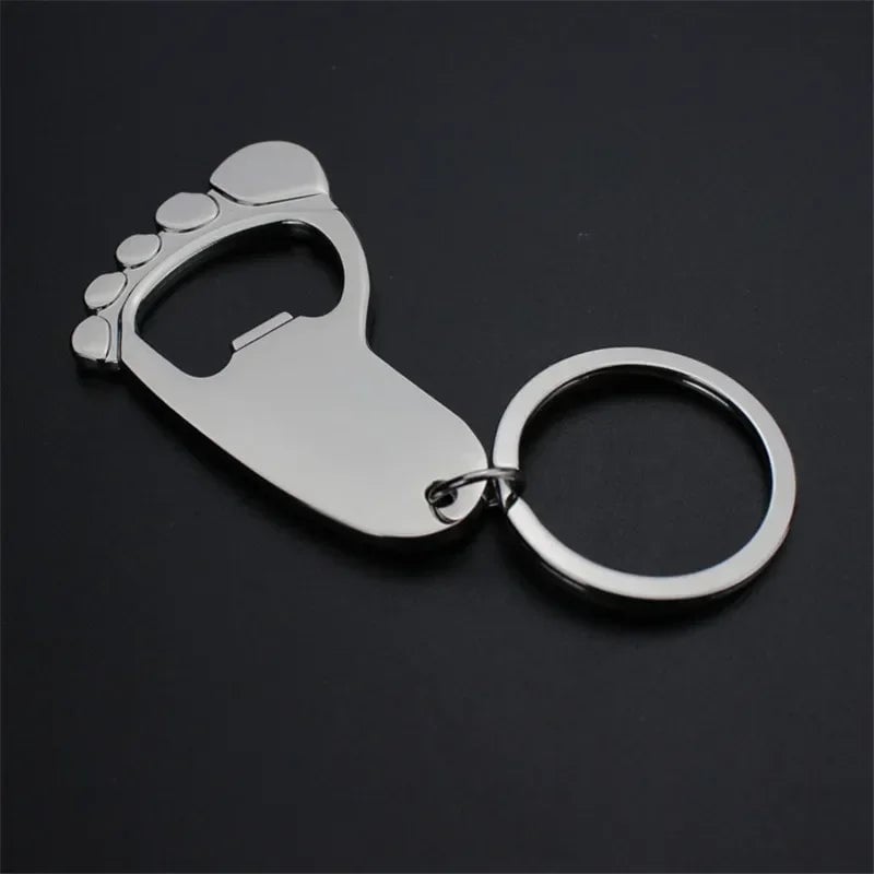 Metal Foot Keychain Bottle Opener - Beer Cap Corkscrew Key Ring Z004