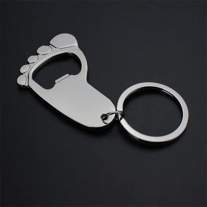Metal Foot Keychain Bottle Opener - Beer Cap Corkscrew Key Ring Z004