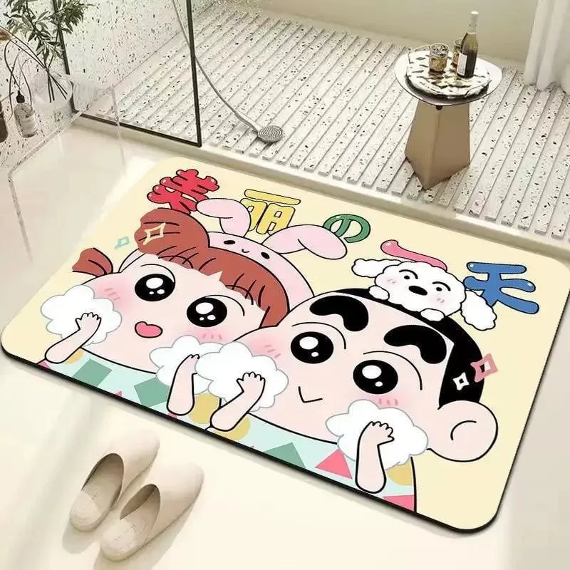 Quick Dry Anime Cartoon Bathroom Mat Soft Water Absorbent Shower